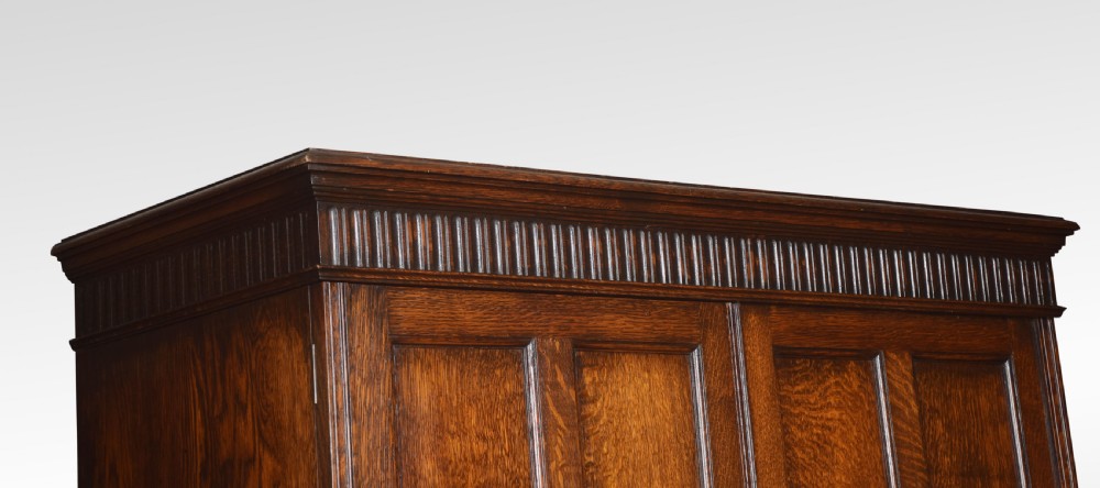 Carved oak two door compactum wardrobe View VII