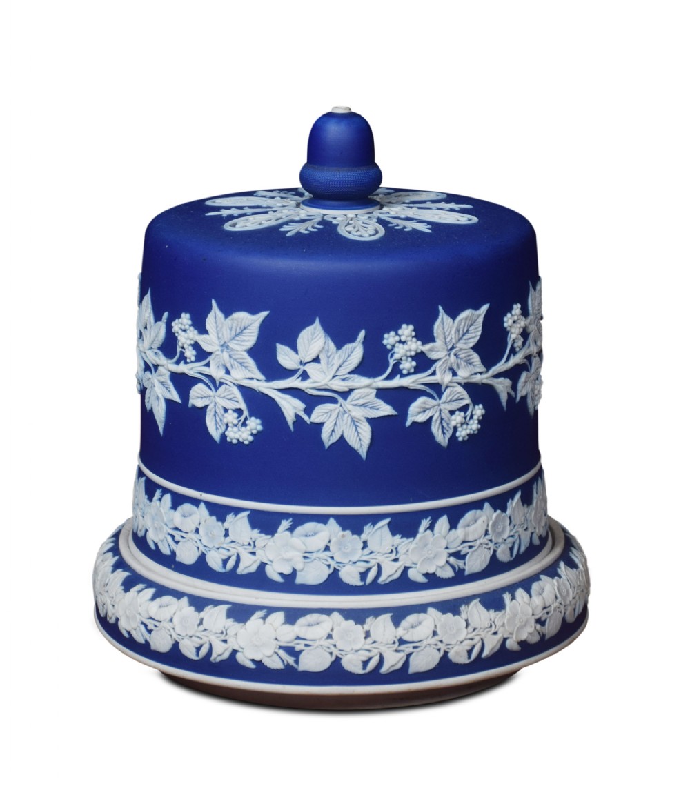 Wedgwood blue and white jasperware cheese dish