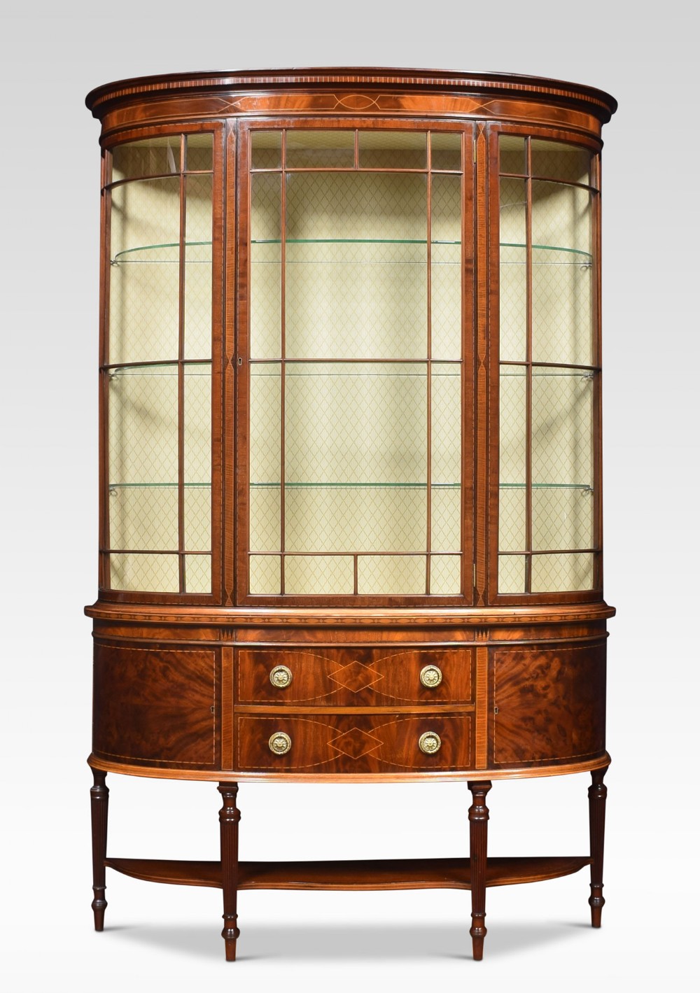 Mahogany inlaid bow fronted display cabinet
