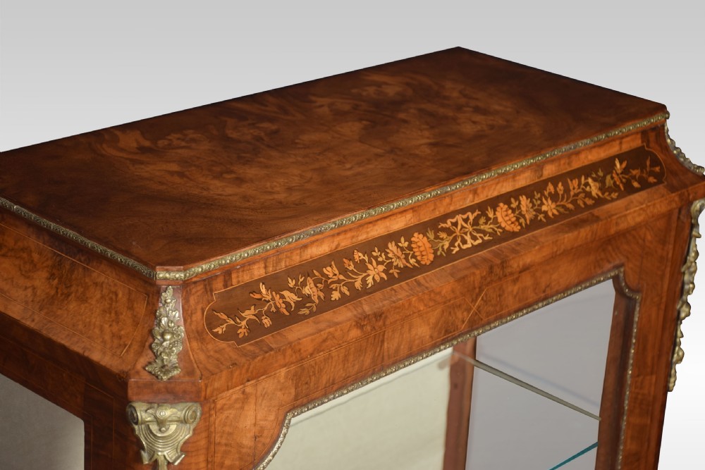 Pair of figured walnut inlaid pier cabinets View IX