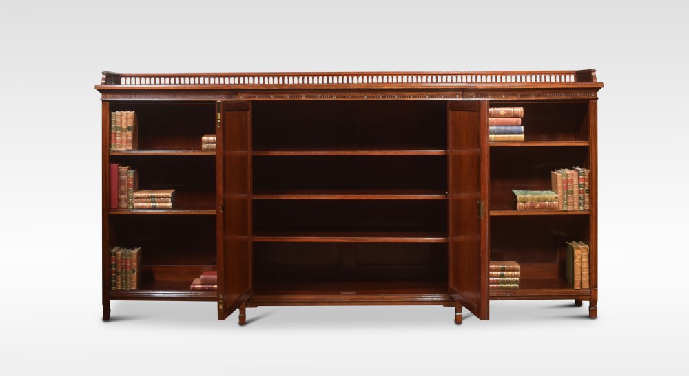 Large mahogany breakfront bookcase View III