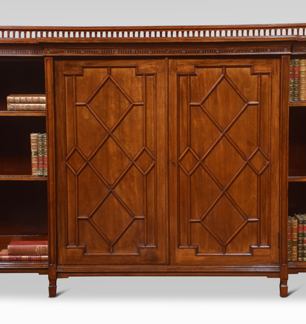 Large mahogany breakfront bookcase View V