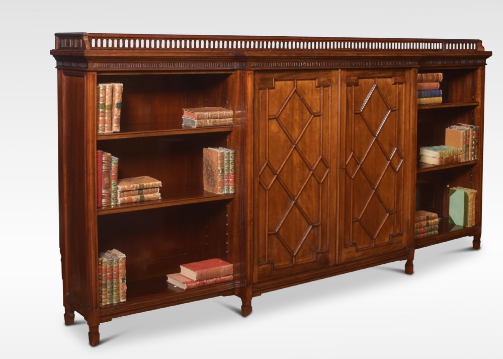 Large mahogany breakfront bookcase View VI