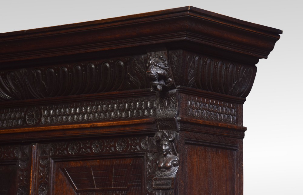 Flemish oak carved hall cupboard View VIII