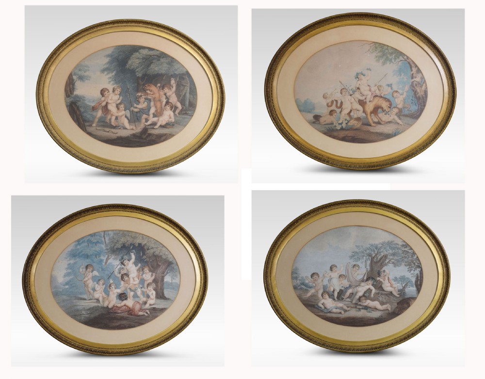 Set of four lithographs in the manner of François Bouche