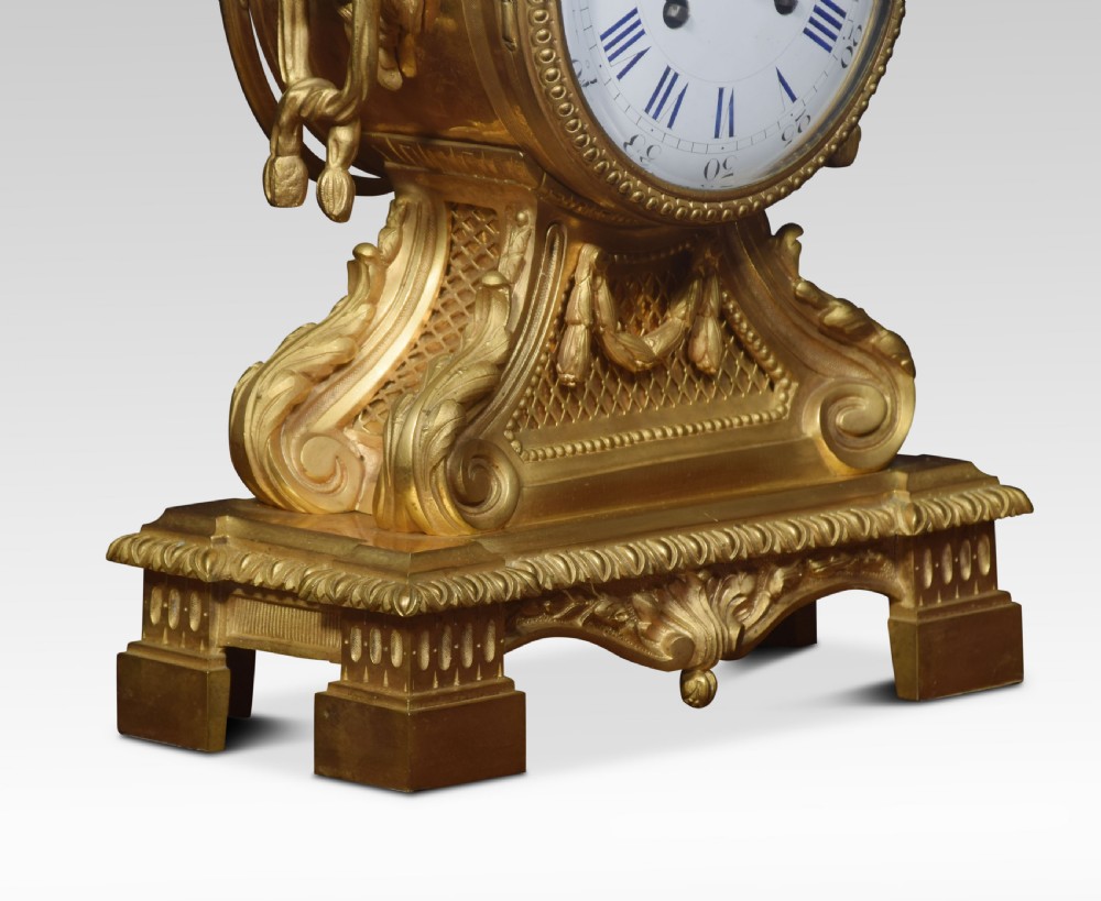 Late 19th century French gilt metal mantel clock View II
