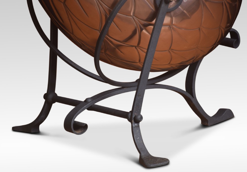 Arts and Crafts copper and wrought iron coal bin View III