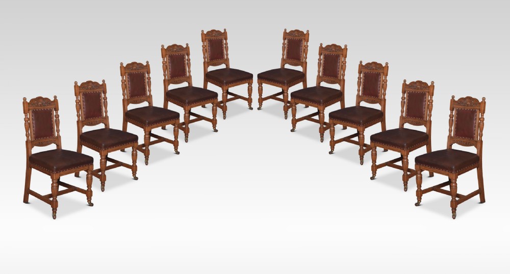 Set of Ten oak dining chairs