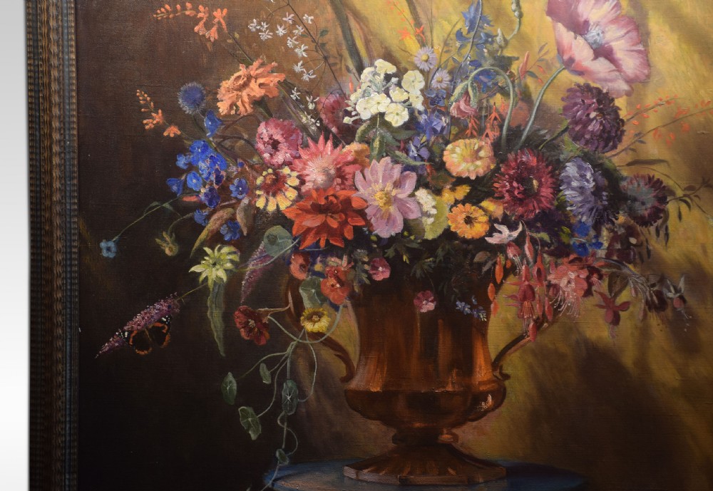Oil on canvas depicting still life of flowers View II