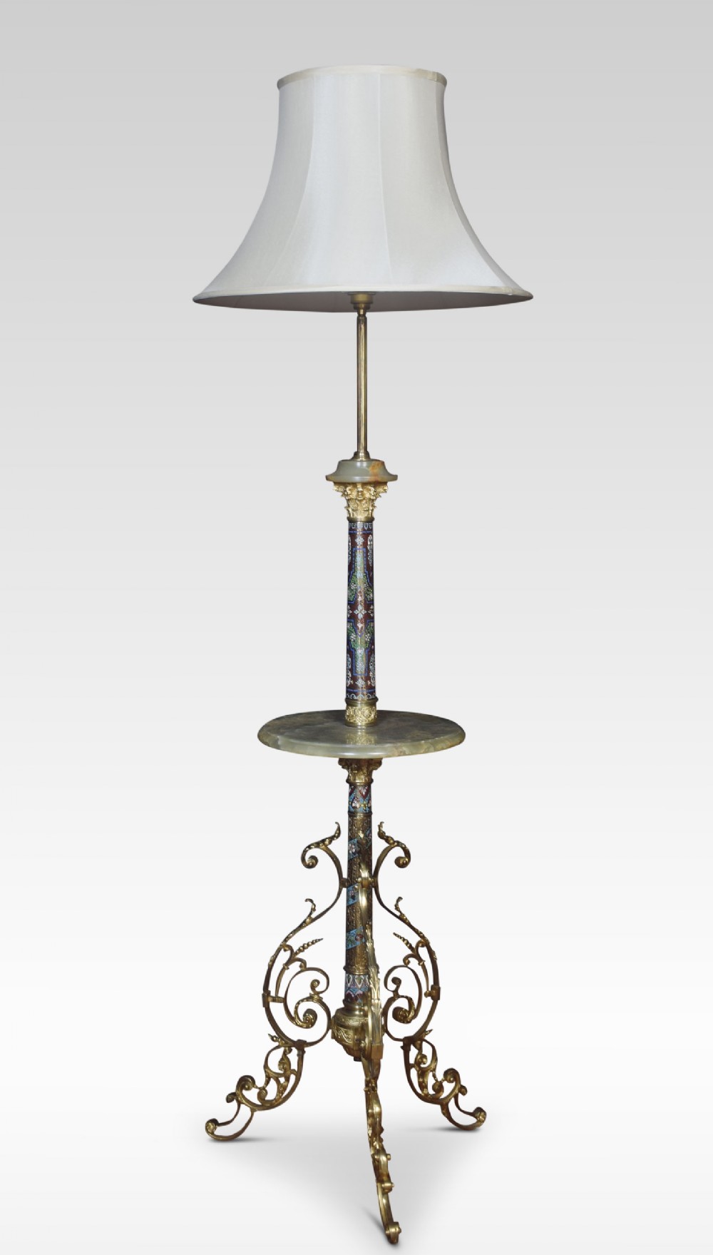 Champleve and Green Onyx Standard Lamp