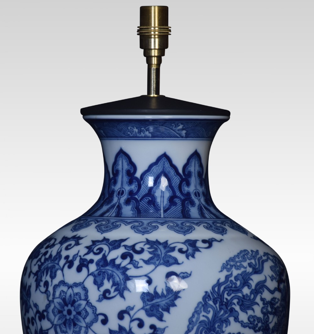 Pair of Chinese blue and white table lamps View IV