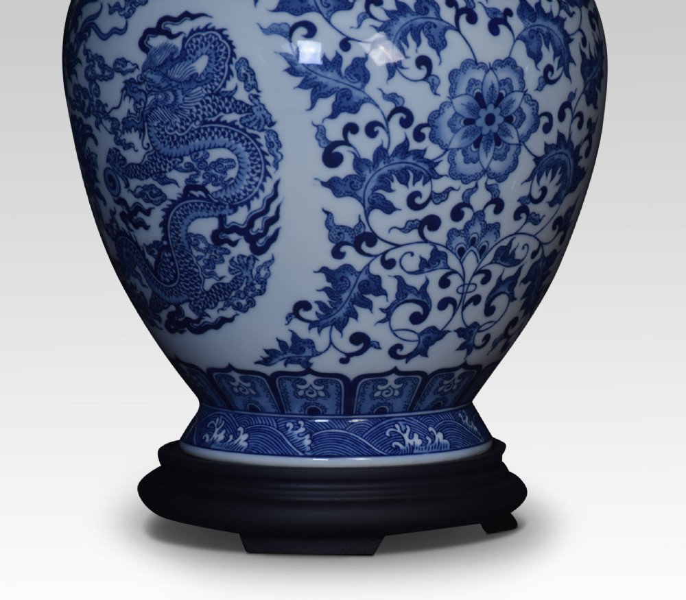 Pair of Chinese blue and white table lamps View VI