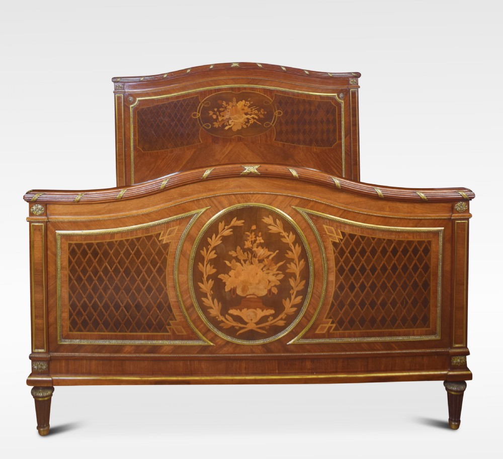 Mahogany marquetry inlaid double bed