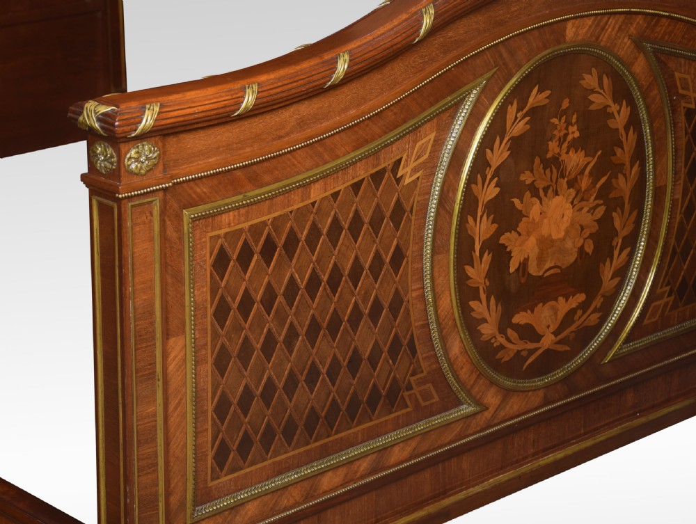 Mahogany marquetry inlaid double bed View III