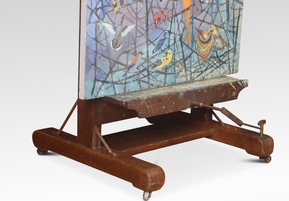 Oak artist’s adjustable studio easel View II