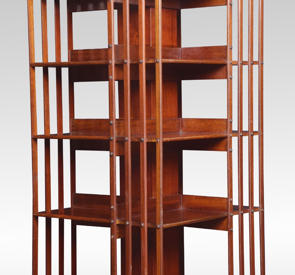 Very large mahogany revolving bookcase View V