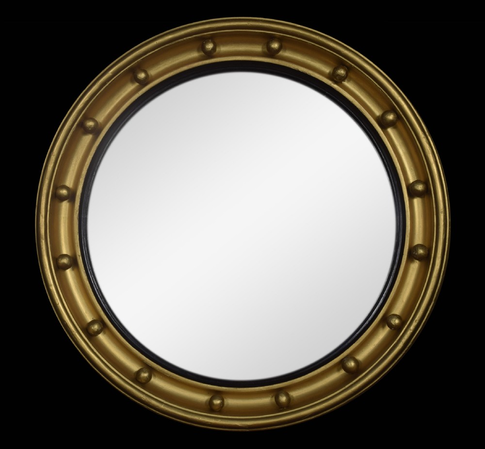 Giltwood and gesso circular convex mirror