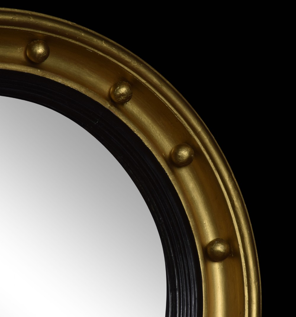 Giltwood and gesso circular convex mirror View II