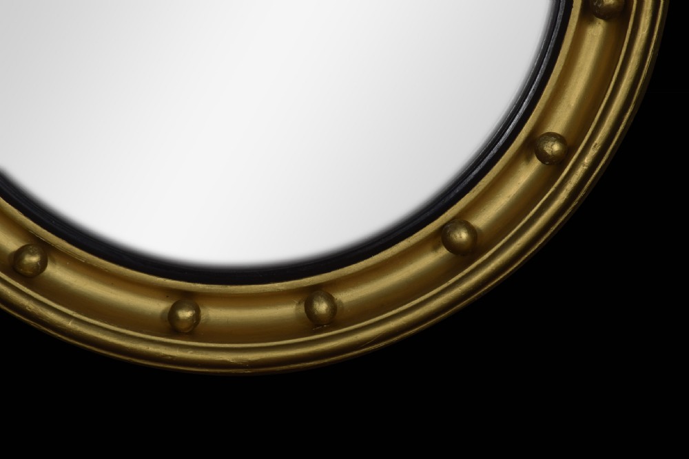 Giltwood and gesso circular convex mirror View IV