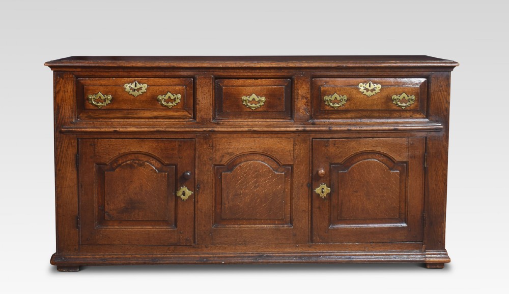 Oak three drawer dresser base