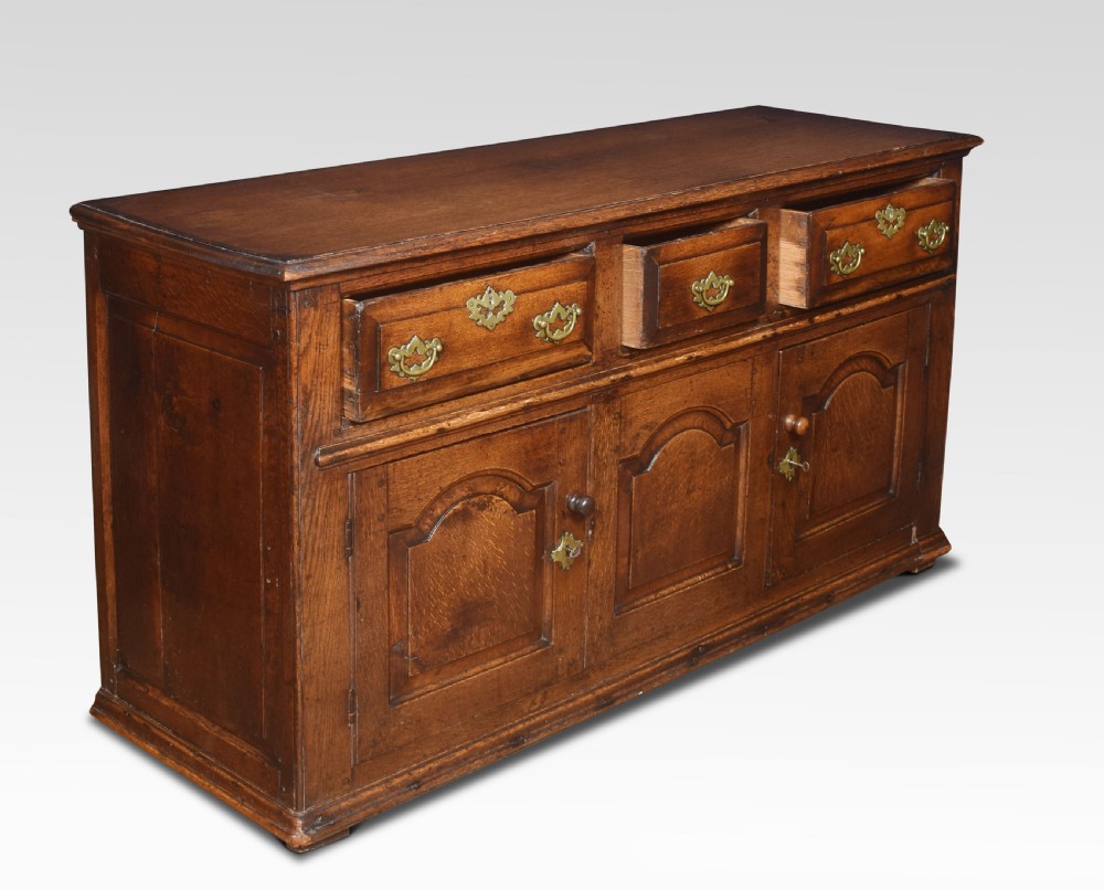 Oak three drawer dresser base View VI