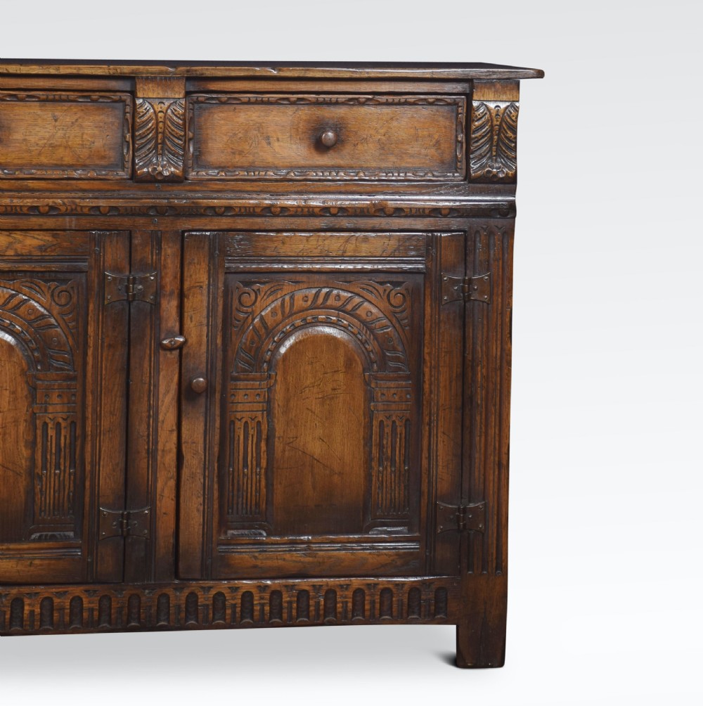 Jacobean style oak three drawer dresser base View II