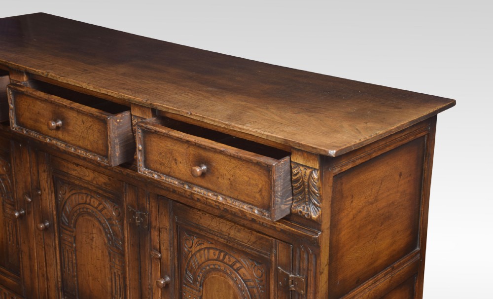 Jacobean style oak three drawer dresser base View VIII