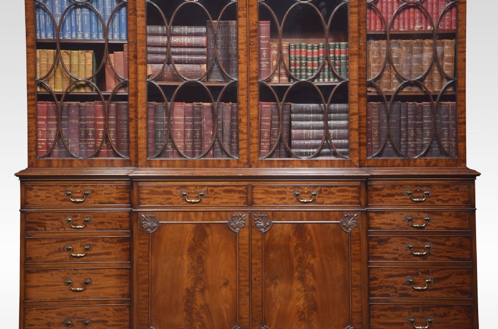 Chippendale Revival mahogany four door breakfront bookcase View II