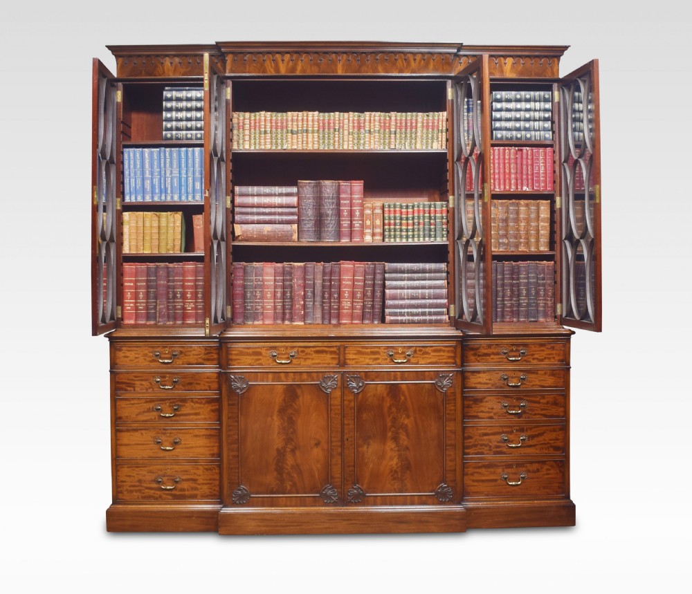 Chippendale Revival mahogany four door breakfront bookcase View V