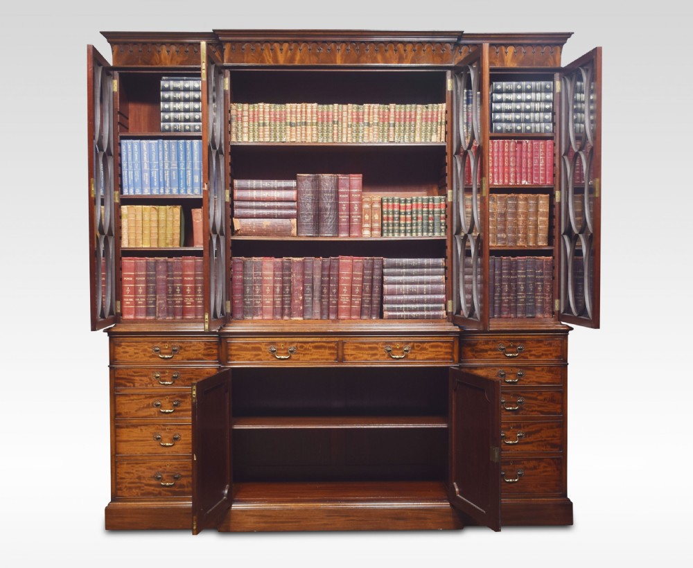 Chippendale Revival mahogany four door breakfront bookcase View VIII