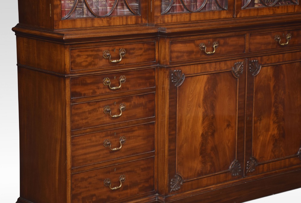 Chippendale Revival mahogany four door breakfront bookcase View XI