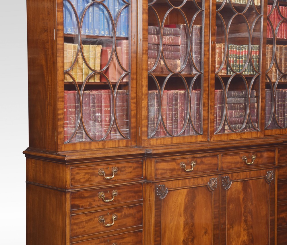 Chippendale Revival mahogany four door breakfront bookcase View XIII