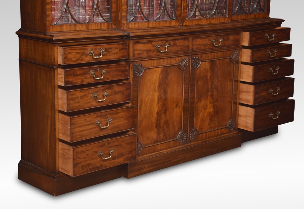 Chippendale Revival mahogany four door breakfront bookcase View XVI