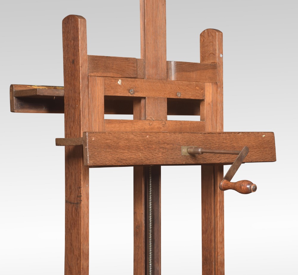 Oak artist’s adjustable studio easel View III