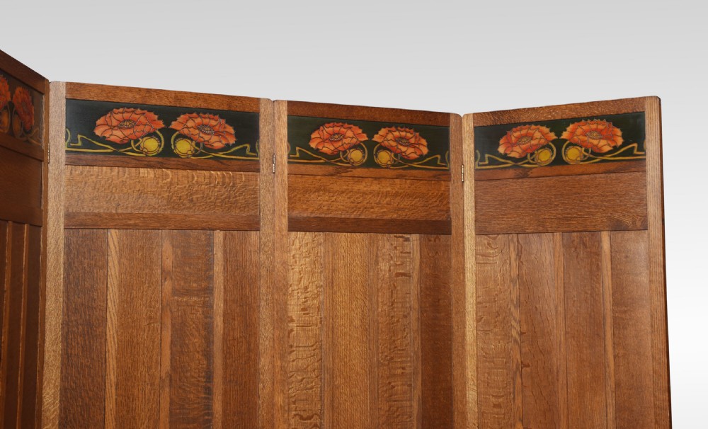  Liberty & Co Arts and Crafts oak four panel folding dressing screen View III