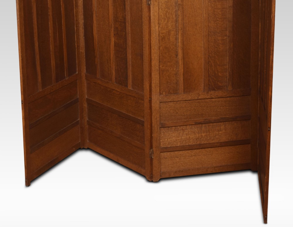  Liberty & Co Arts and Crafts oak four panel folding dressing screen View IV