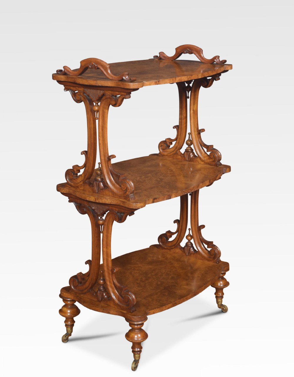Walnut three tier drinks trolley