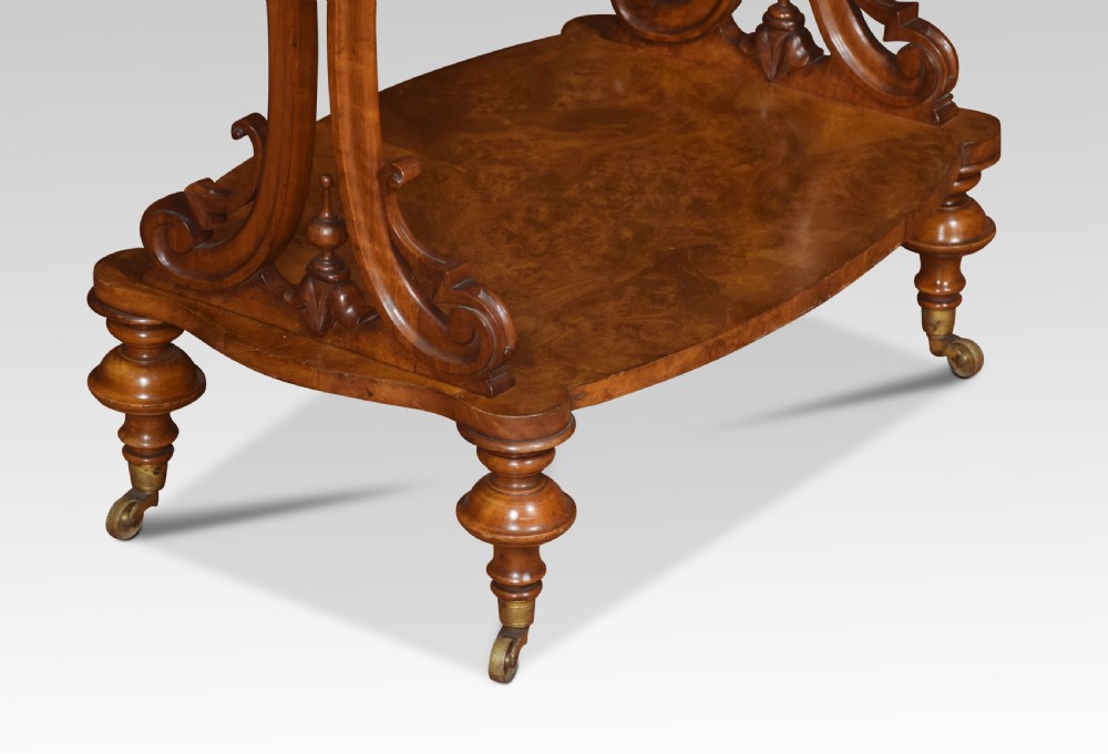 Walnut three tier drinks trolley View II
