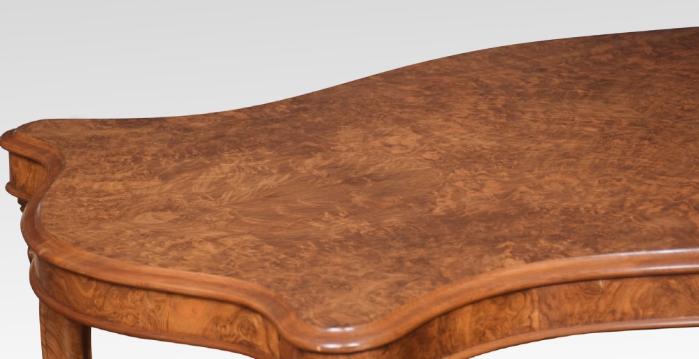 Burr walnut center table View II