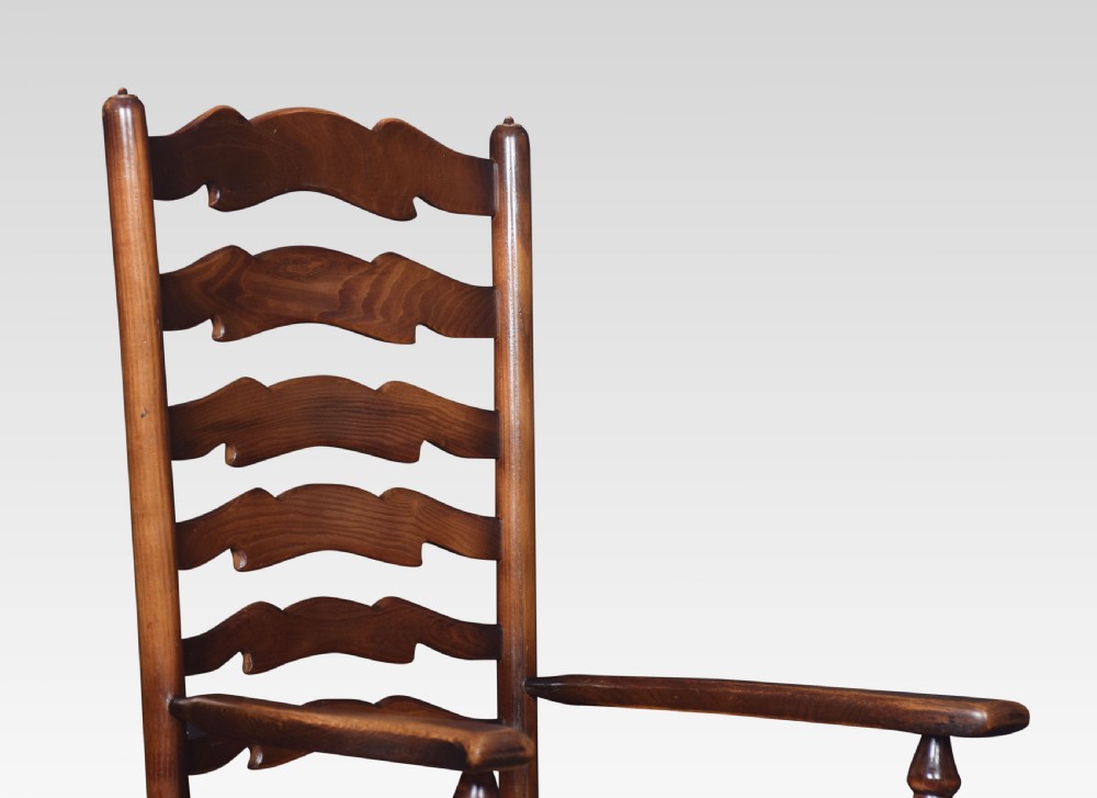 Set of ten oak ladder back dining chairs View IV