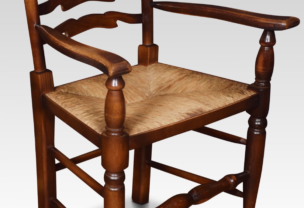 Set of ten oak ladder back dining chairs View VII