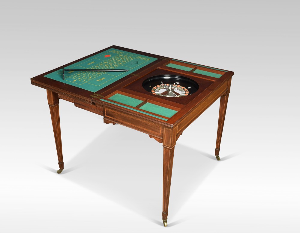 Mahogany inlaid roulette games table