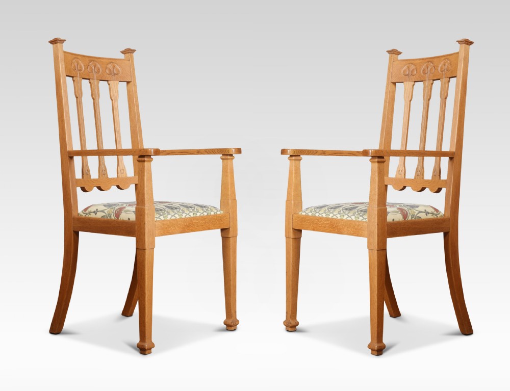 Set of twelve oak Arts and Crafts dining chairs View II