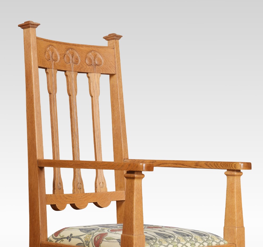Set of twelve oak Arts and Crafts dining chairs View III