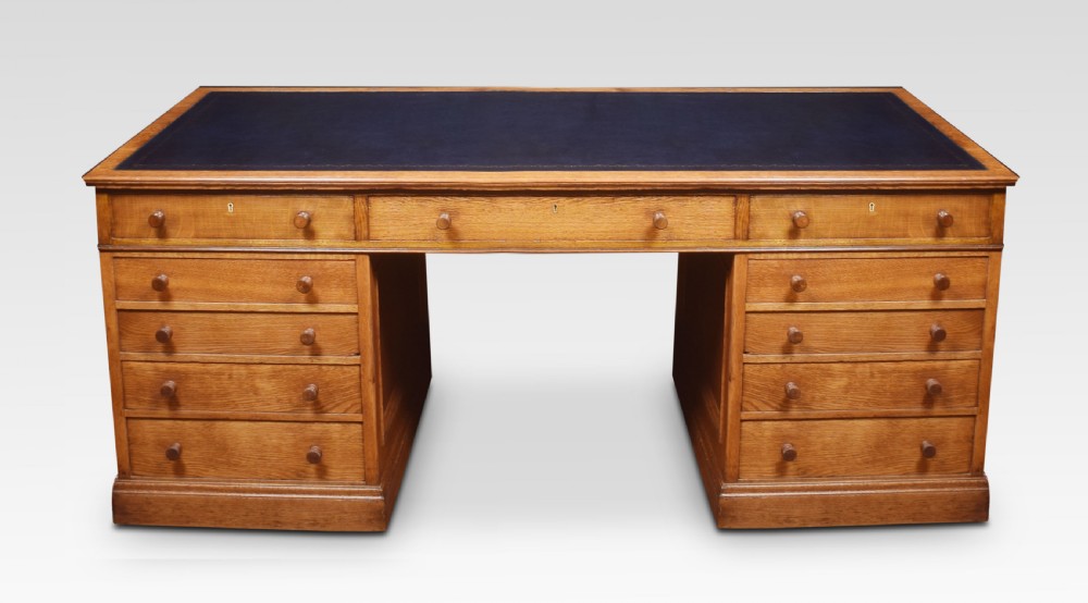 Large oak pedestal desk