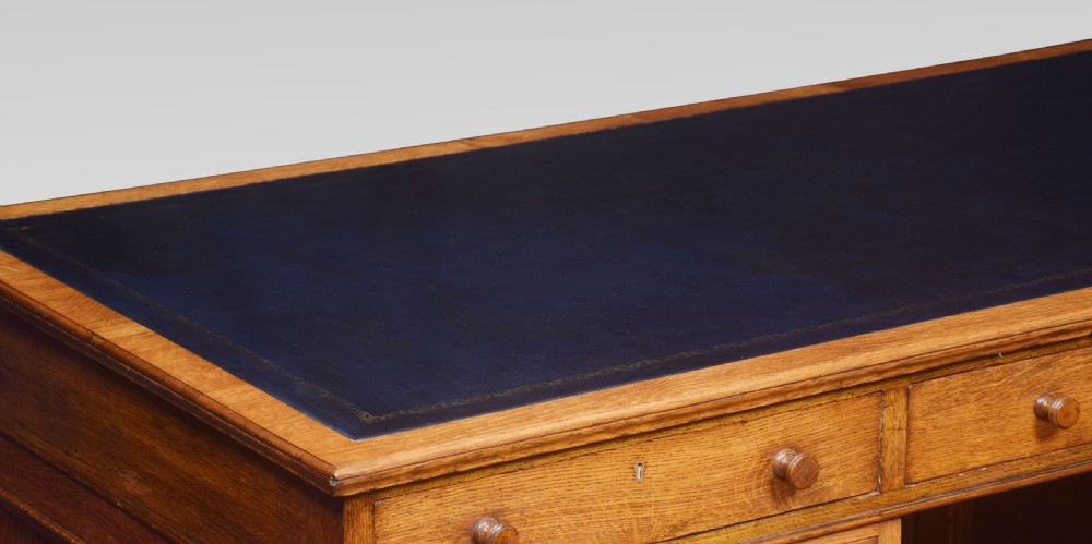 Large oak pedestal desk View III