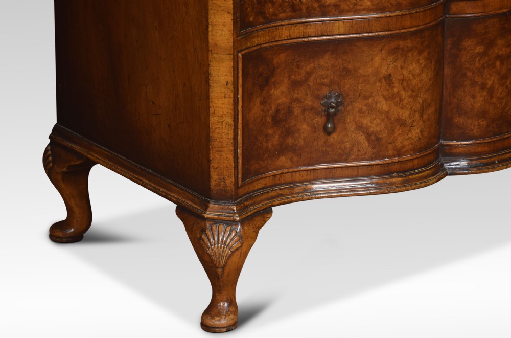 Figured walnut serpentine fronted chest of drawers View II
