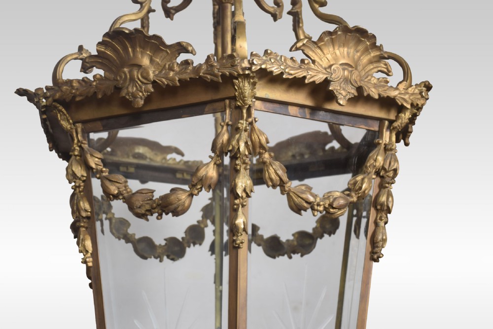 Large and imposing gilded cast brass six light lantern View IV