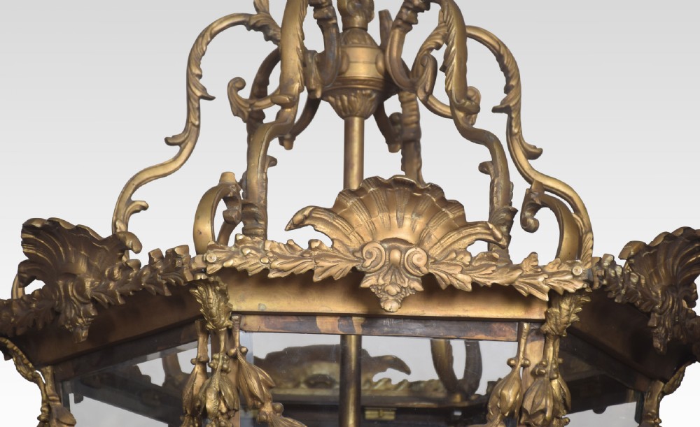 Large and imposing gilded cast brass six light lantern View VII