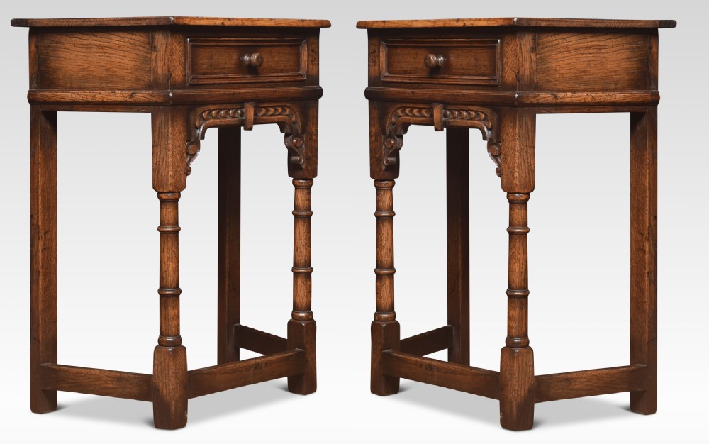 Pair of 17th Century style oak side tables View III